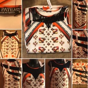 NWT LA PATEAU LACE and PATTERNED DRESS SZ:M